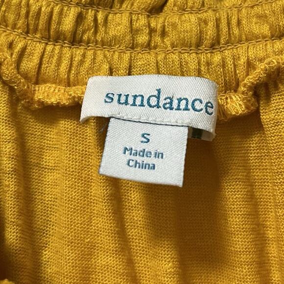 Sundance Linen Embroidered Dancing Garden Top Size S Yellow Off the Shoulder - Picture 5 of 6